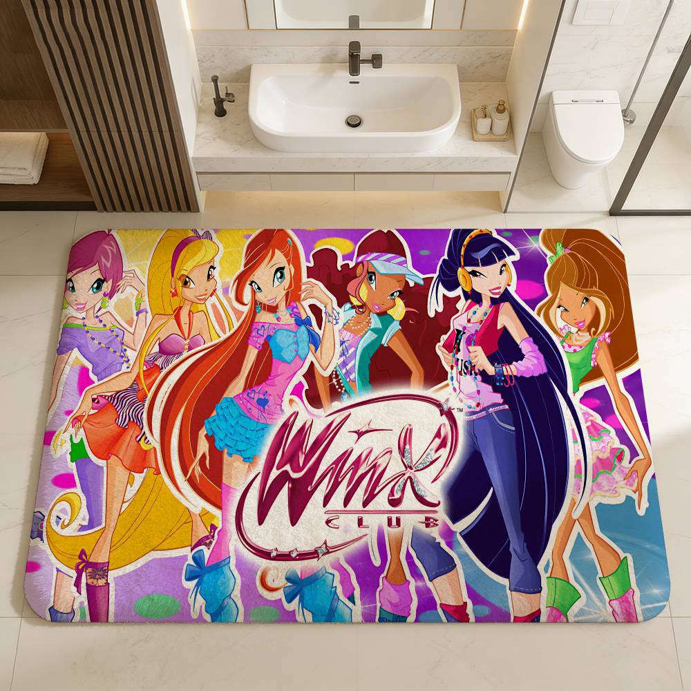 Girl-W-Winx Catoon Clubs Floor Mat Retro Multiple Choice Living Room Kitchen Rug Non-Slip Modern Home Decor
