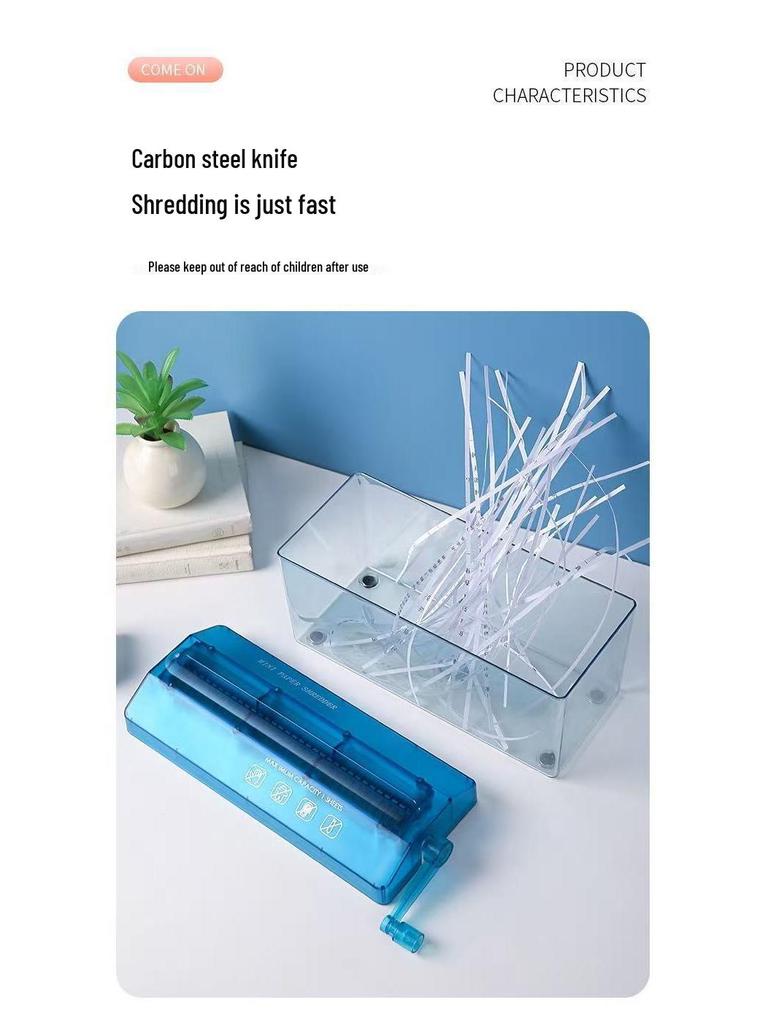 Hand-Cranked A4/A6 High-Security Strip-Cut Office Document Shredder