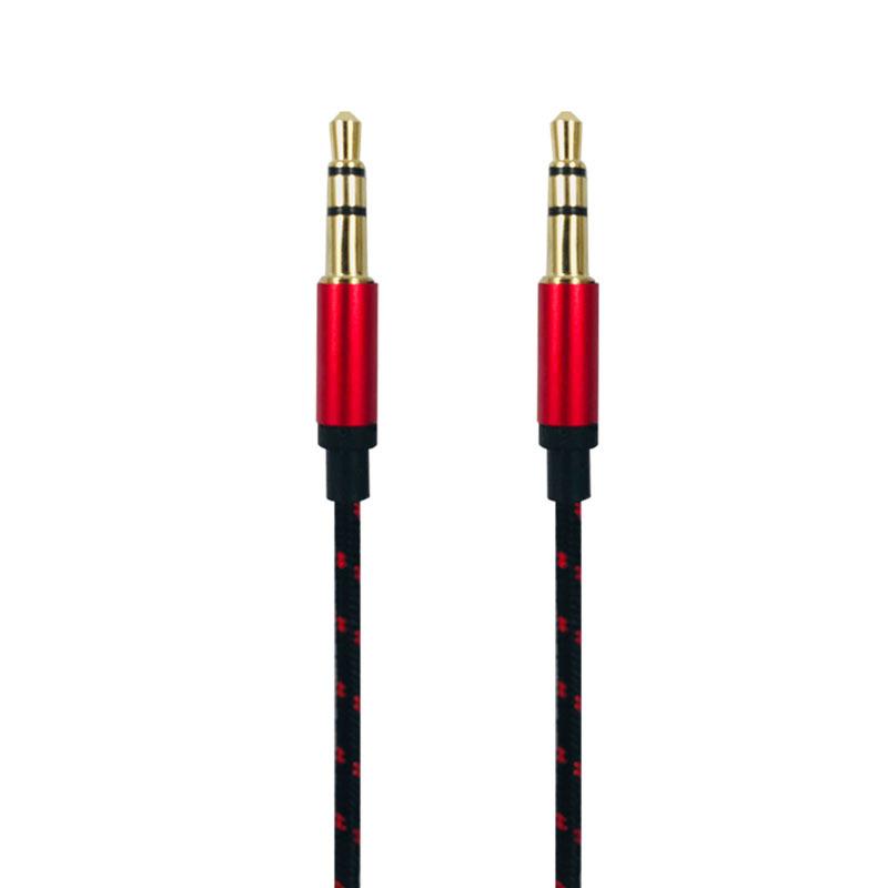 Cable de audio auxiliar de 3,5 mm macho a macho trenzado de nailon para auriculares de coche y móviles