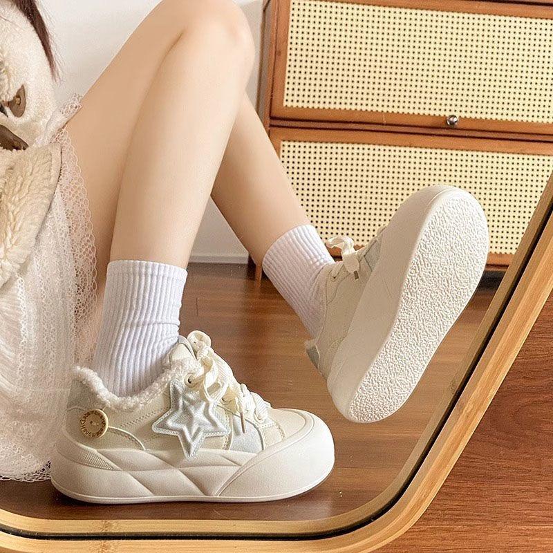 Girls shoes new winter children middle and older children two cotton board shoes girls velvet soft baseplate shoes