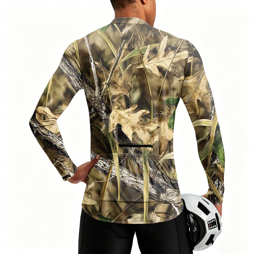 Herren Langarm Fahrradtrikot Atmungsaktiv Schnelltrocknend Leichtgewicht Pullover mit halbem Reißverschluss und Rundhalsausschnitt für Outdoor-Sportarten
