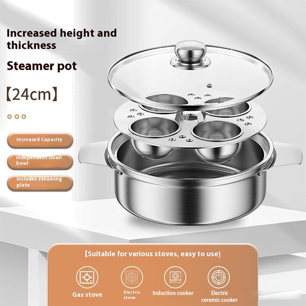 4 Cup Poached Egg Maker Stainless Steel Pan For Kitchen Breakfast Egg Poacher Stainless Steel