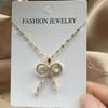 2024 New Arrival Gold Color Cute Bowknot Pendant Necklaces For Women Shiny AAA CZ Zircon Jewelry Gift