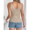 HNXC Spring and Summer Casual Solid Color V-neck Cut-out Top Vacation Knitted Sweater Women's Wear