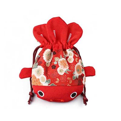 Cartoon Animal Canvas Flower Drawstring Bag New Year Large Capacity Gold Fish Shape Handbag Coin Purse Wedding Candy Bag