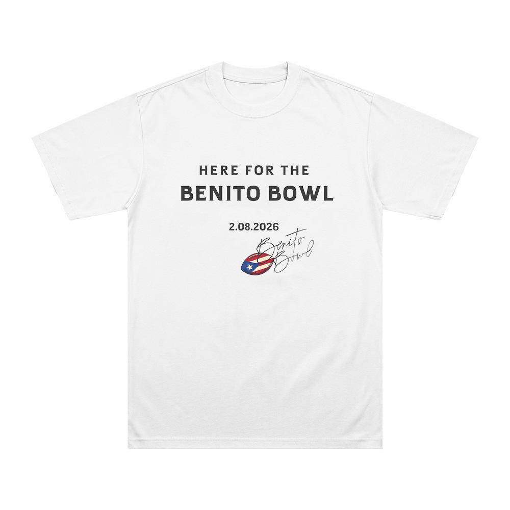 Here for The Benito Bowl Short Sleeve TeeShirt Bad Bunny Hip Hop Music Tee Shirt Unisex High Quality Cotton Short Sleeve Clothes