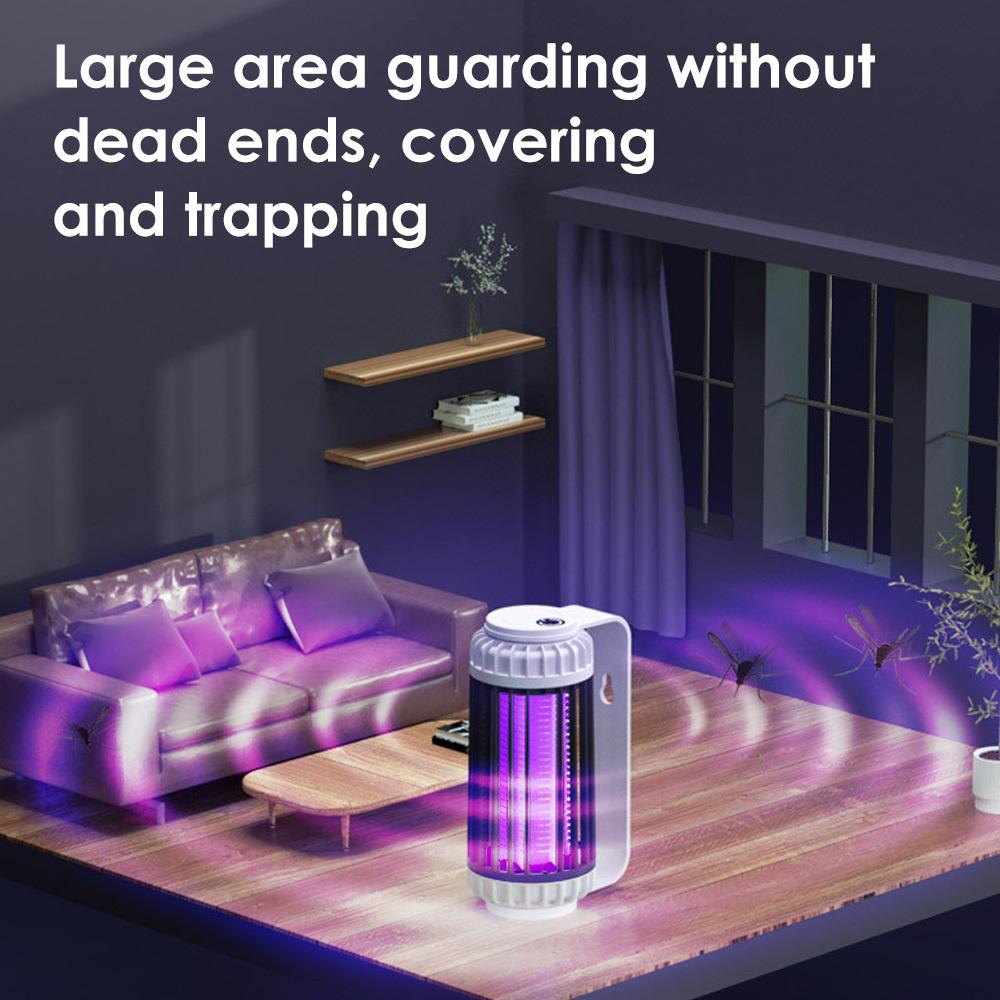 Rechargeable Mosquito Zapper Lamp with Dual Functions: Purple LED And Desk Light, Suitable for Camping, Outdoor Spaces, And Indoor Pest Management