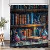 Zauberer Magie Halloween Duschvorhang Magisches Bücherregal Apotheke Hexenzimmer Astrologie Badezimmerdekoration Duschvorhang