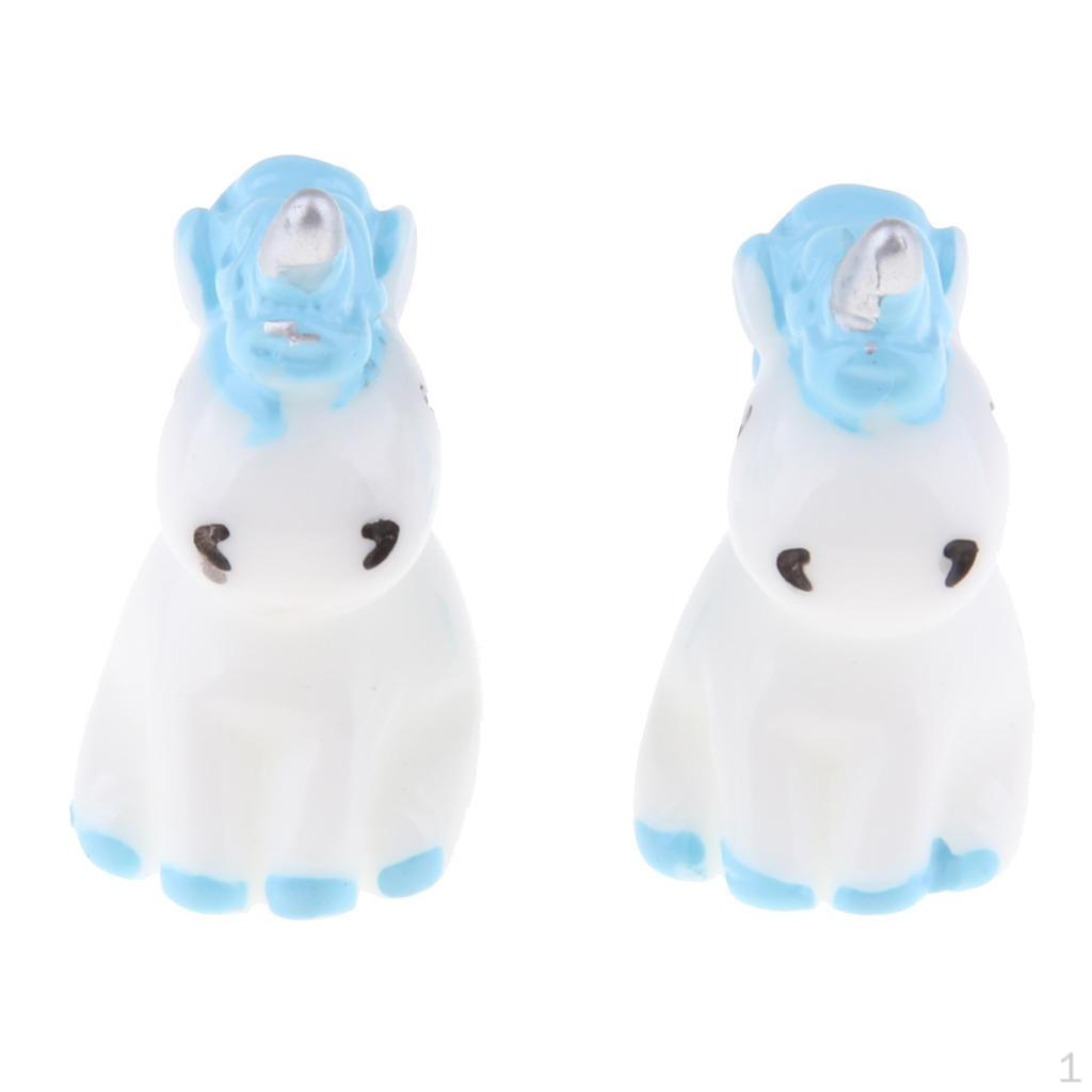2 Set Unicorns Miniature Fairy For DIY Garden Dollhouse