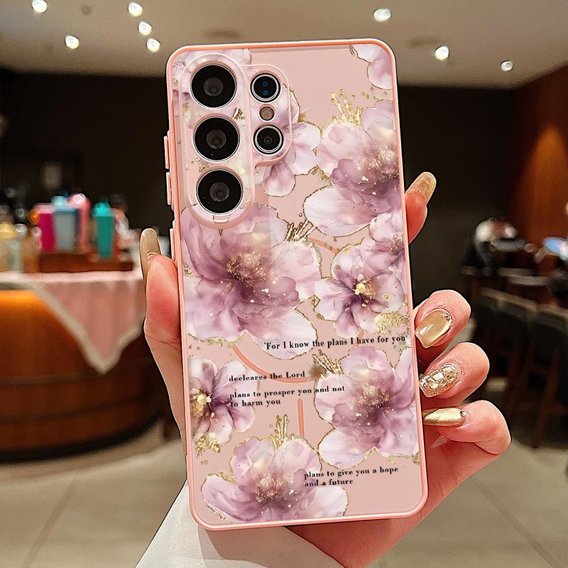 Little Floral Pattern Magnetic Case For Samsung S26 Ultra S25 Edge S24 FE S23 S22 Plus A54 A15 A35 A55 A16 A36 A56 A17 A37 A57 5G Matte Cover