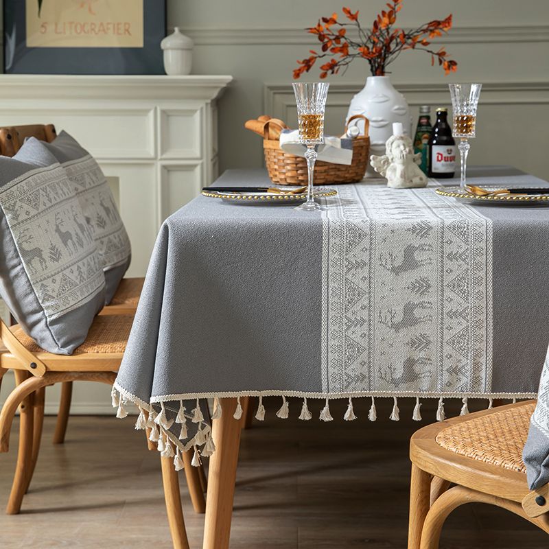 

Tablecloth Fabric Cotton and Linen Fresh Nordic Simple Modern Fancy Accessible Luxury Rectangular Coffee Table Dining Table Tablecloth Fawn-Ash 90*90cm (suitable for small square table)