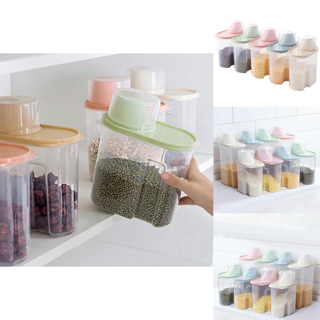 Durable And Transparent 4x Cereal Containers Dispenser For Dry Food Storage 2.5l