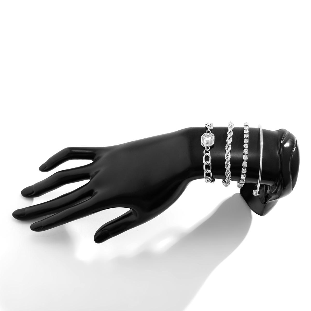 

Аксессуары, штабелируемые металлические открытые браслеты, женские браслеты, нишевый набор браслетов-цепочек с полным бриллиантовым плетением