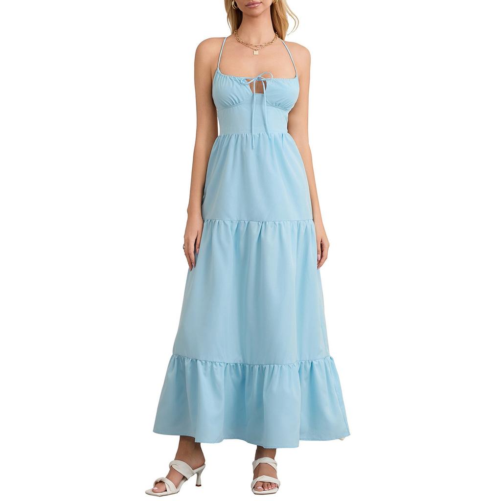 Women's Strappy Backless A Hem Temperament Casual Vacation Dresses
