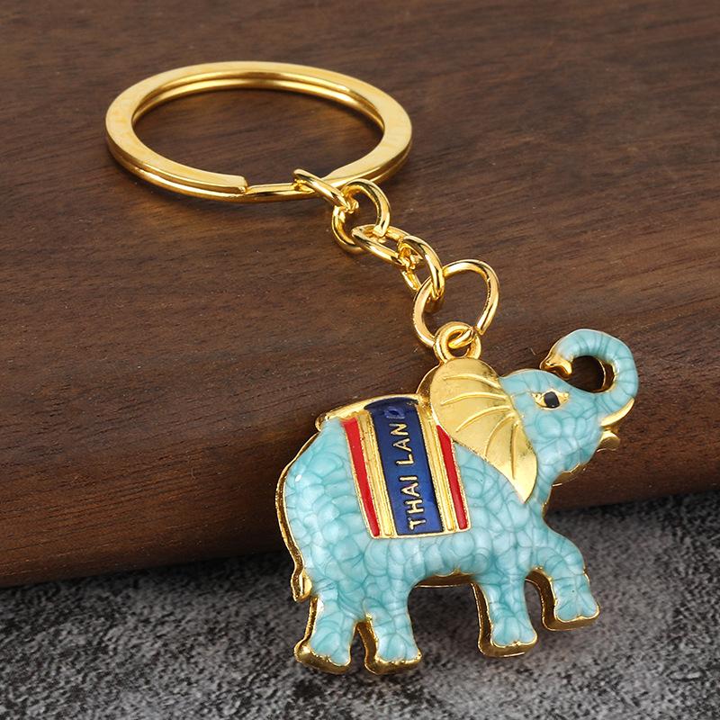 Elefante de Guerra Esmaltado Tailandia Venta Caliente Elefante con Goteo de Aceite Colgante de Llavero para Coche Pequeño Regalo