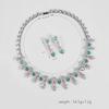 Women's Light Luxury Design Fashionable And Elegant Zircon Water Drop Necklace Earring Set Versatile And Unique Design Sense Set