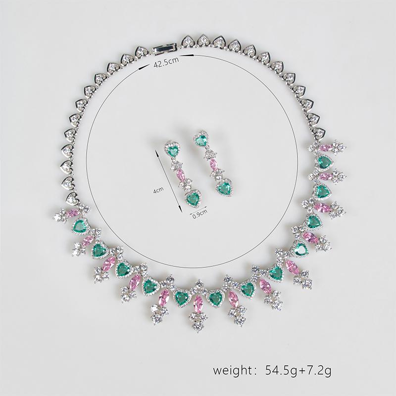 Women's Light Luxury Design Fashionable And Elegant Zircon Water Drop Necklace Earring Set Versatile And Unique Design Sense Set