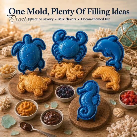 Dough Pocket Maker for Pastry Marine Animal Mini Pie Mold, Durable Non-stick Reusable Cutter, Decorative Interactive Baking Kits Children Hand