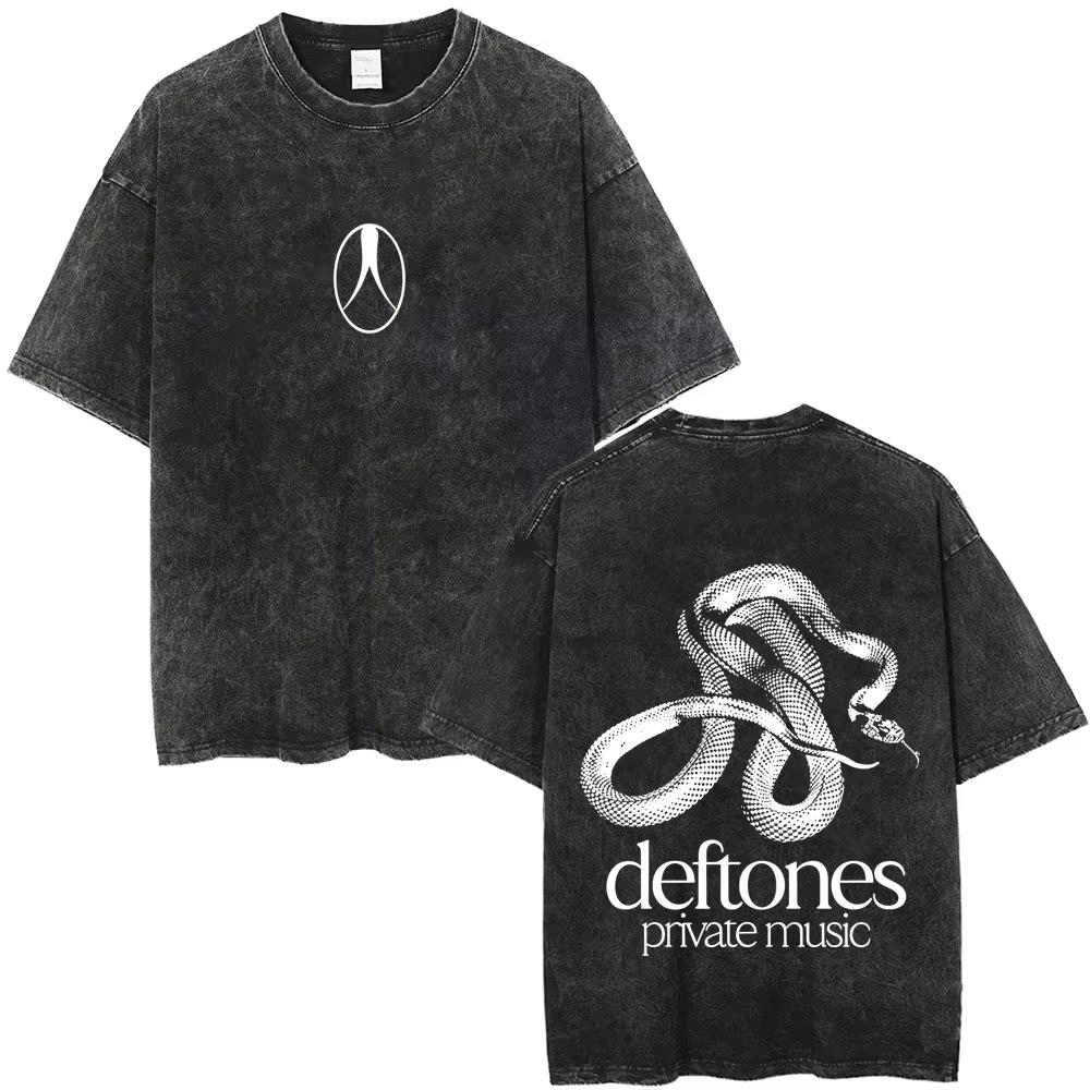 T-shirt Originale Vintage Alternativa Heavy Metal Rock Band Deftones Musica Privata Grafica Serpente Uomo Donna Cotone T-shirt Oversize