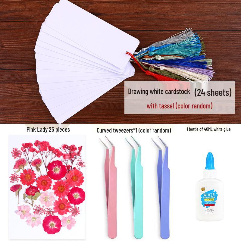 Creative DIY Bookmark Kit: Blank Cards with Embossed Dried Flowers and Leaves