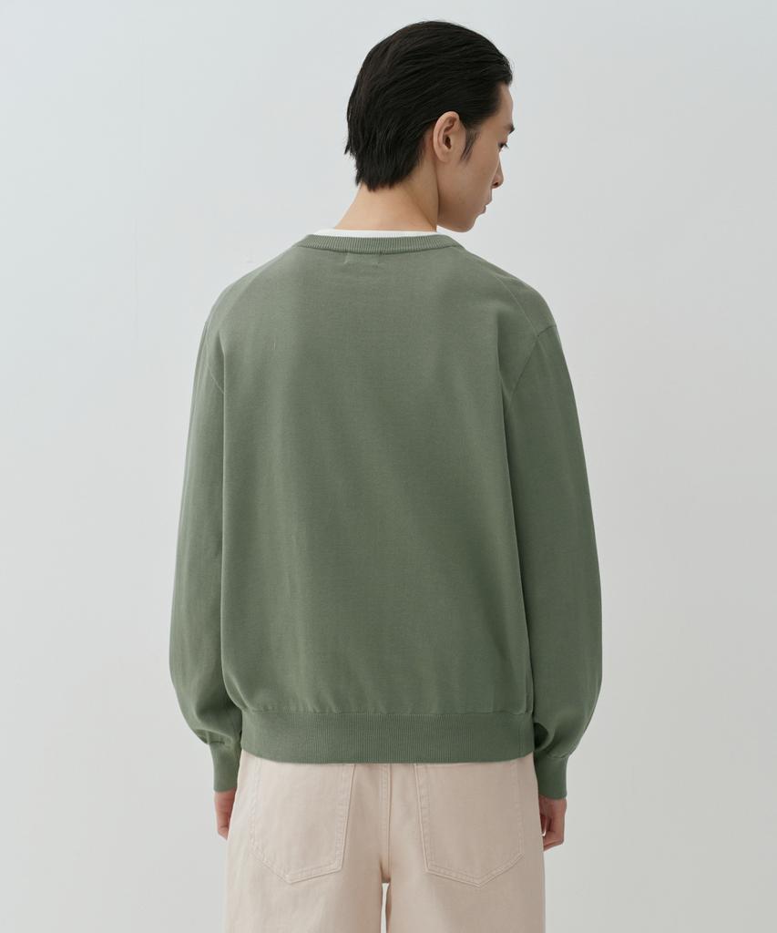Musinsa Standard Washable Supima Cotton Round Neck Cardigan [Light Khaki]