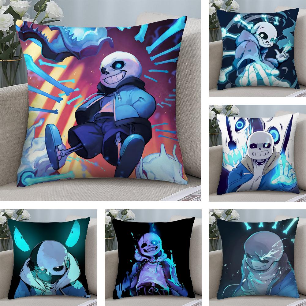 UUndertale Game Cushion Cover Plush Fabric Soft DoubleSided Printed Sofa Warm Winter Home Child Gift Pillow Case