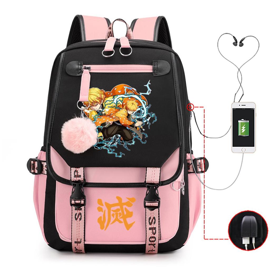 Ghost Extermination Surrounding Day Trend Backpack Large Capacity Student Schoolbag Multi-functional Leisure Outdoor Bag