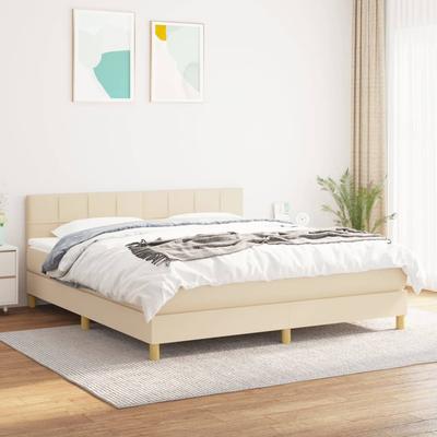 Vidaxl Boxspringbed met Matras, Crème, Stof, 160X200 Cm