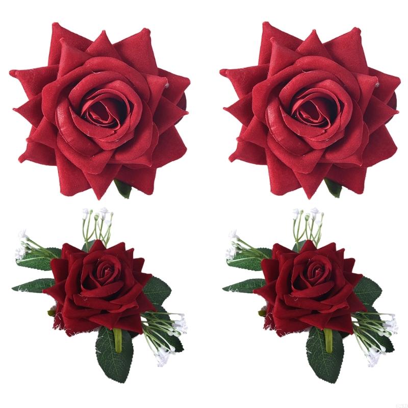 62KD Dekorative Rosenblumen-Raffhalter-Clips für Wohnzimmer Schlafzimmer 4er-Set