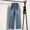 DIMANAF 2026 Spring Summer Women Plus Size Loose Jeans New Fashion Lady Denim Long Pants Oversized Bottoms