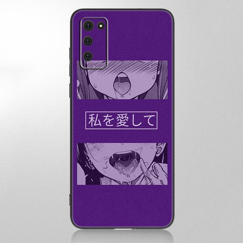 Anime dívka kreslená japonská roztomilá tvář Pouzdro pro Samsung Galaxy A12 A02S A22 A32 A52 A72 A71 A51 A41 A31 A21 A11 A50 A70 A10S A20S