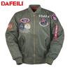 Trendy 2025 American Style Men's MA-1 Air Force Pilot Jacket with Badge Embroidery for Spring/Autumn.