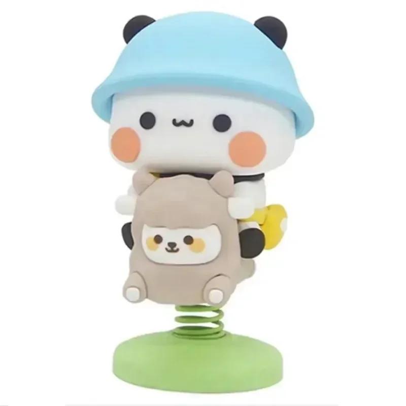 Cute Bubu Dudu Panda Bear Figure Kawaii Cartoon Panda Model Creative Animal Car Ornaments Collectible Bear Ornament Gift