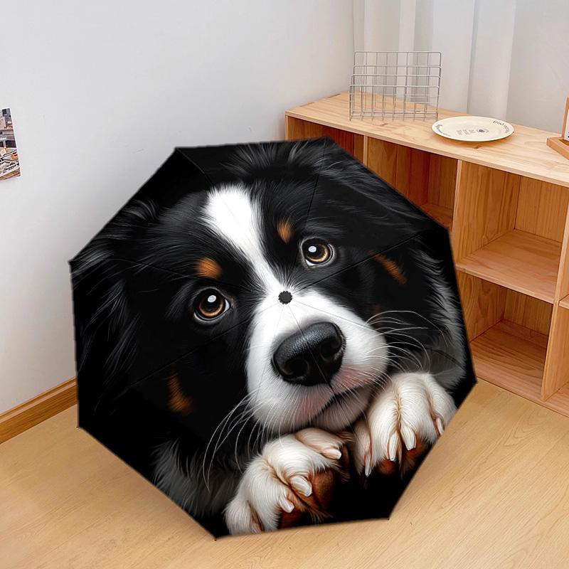 1 PC Automatic Folding Umbrella - Adorable Puppy Pattern, Portable & Foldable Design with 8 Ribs, Christmas Birthday Gifts