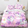 Cartoon Unicorn Duvet Cover King Queen Lovely White Mythical Animal Bedding Set Kids Girl Colorful Rainbow Polyester Quilt Cover Tool