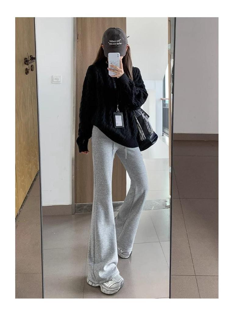 Women's Petite Slimming High-Waist Micro Flare Pants - Casual Sportswear for Autumn