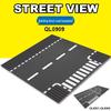 Street Scene 25x25CM Road Baseplate with Small Pegs - Single-Sided Race Track, Straight & Curved