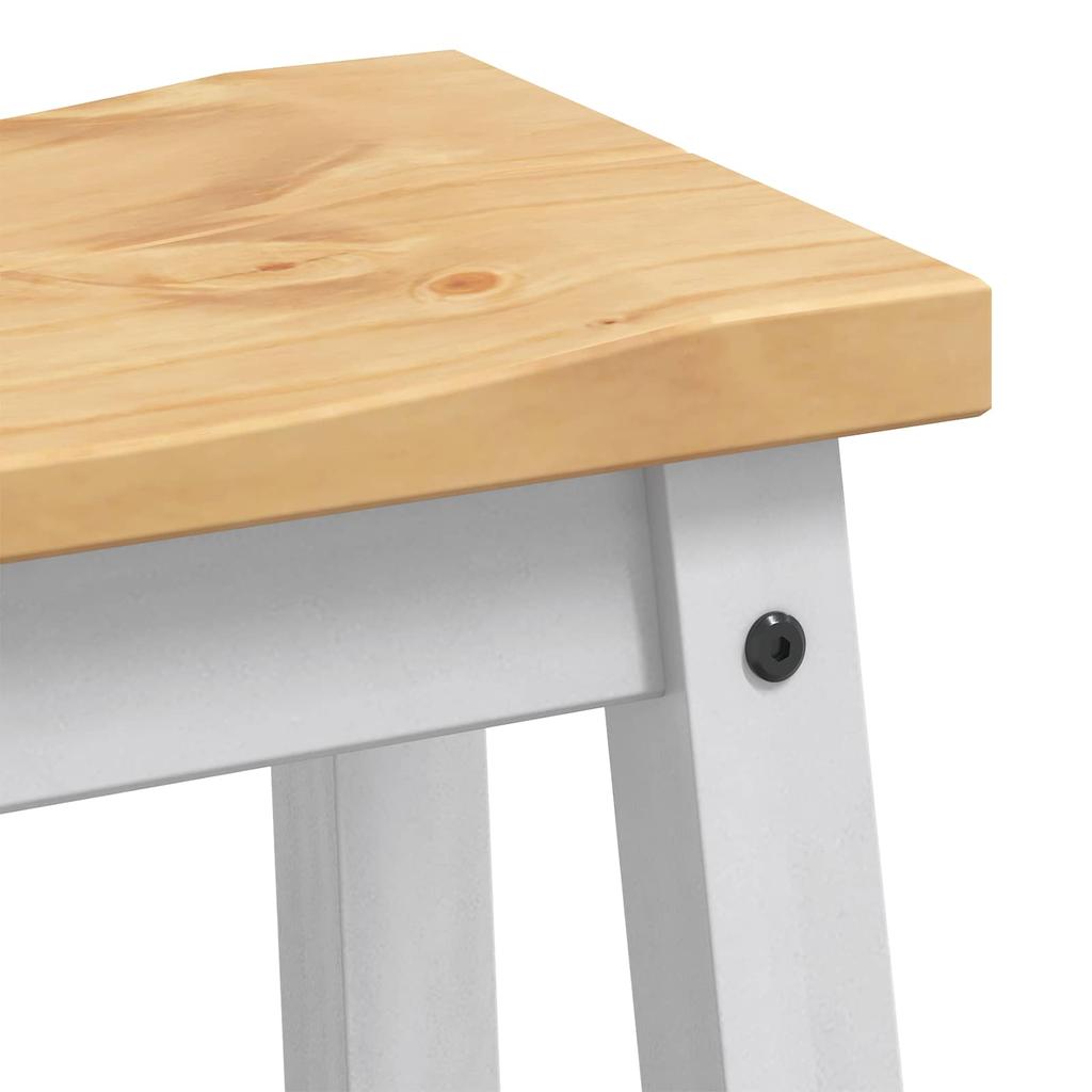 Kitchen Island Set with Door 3 pcs White and Honey Wax Solid Pine