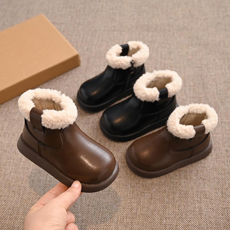 New Winter Shoe Versatile Soft Soled Cotton Shoe Anti Slip Casual Warm Cotton Boot Exquisite Princess Girl Shoe Retro Ankle Boot