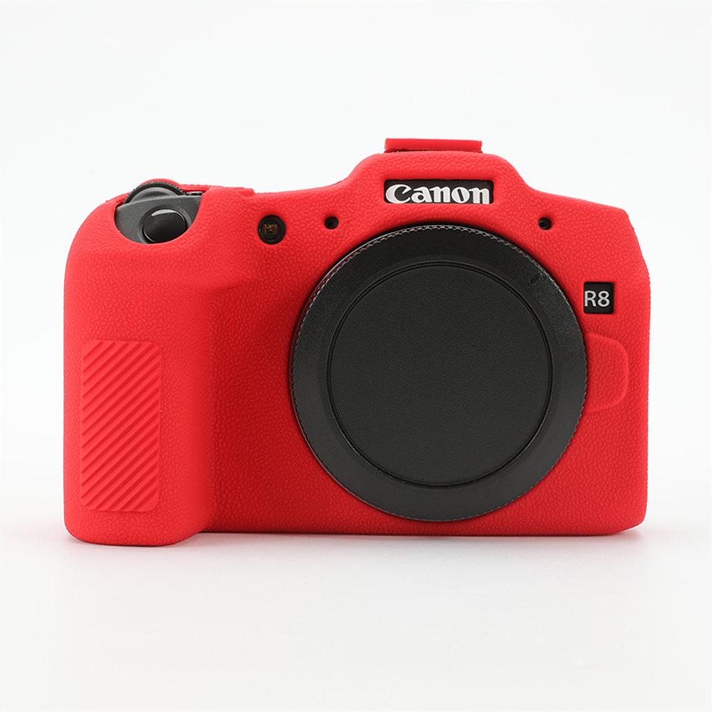 Soft Silicone Armor Camera Body Case For Canon EOS R8 Litchi Pattern Shockproof Cover