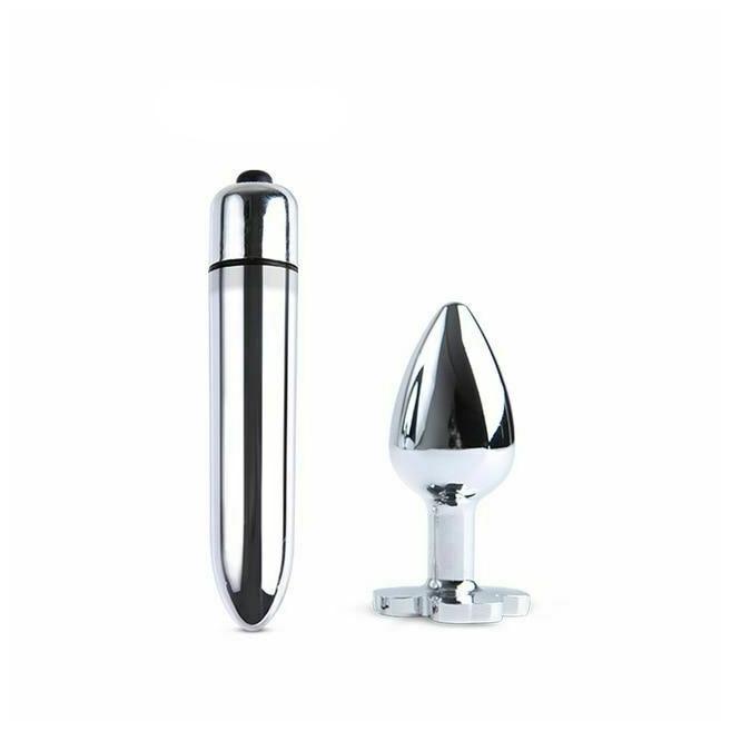 Blue Flower Stainless Steel Metal Anal Crystal Butt Plug  Set  Non Vibrating Butt Plugs
