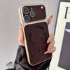 For Magsafe Magnetic Solid Color Matte Soft Border PU Leather Phone Case For 17 Pro Max 15 14 13 12 16 Pro Max Back Cover