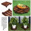 30cm Round Carbonized Wood Plant Pot Stand with Wheels Movable Flower Pot Tray Base