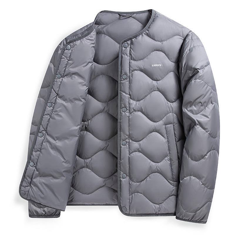 Men's Lightweight V-Neck Down Jacket - Warm, Simple, Thin, Portable, Winter White Duck Down