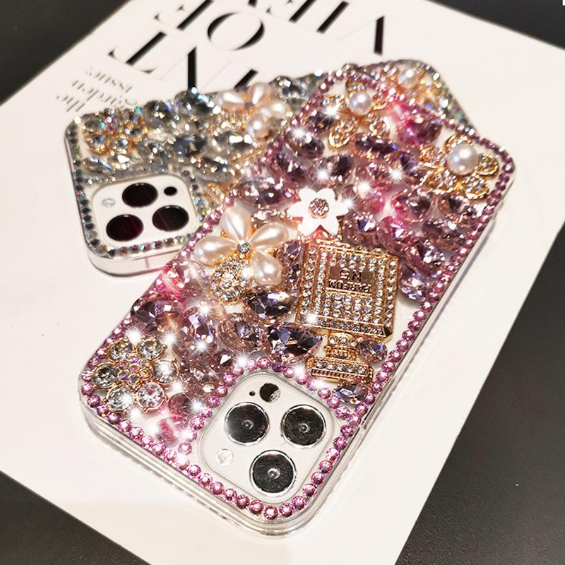 Luksus Rhinestone Bling Diamond telefonveske til Samsung S24 Ultra S23 FE S22 Plus A15 A25 A35 A55 A13 A23 A14 A54 A53/Redmi 13C A3 12 Note 13 12 11 Pro