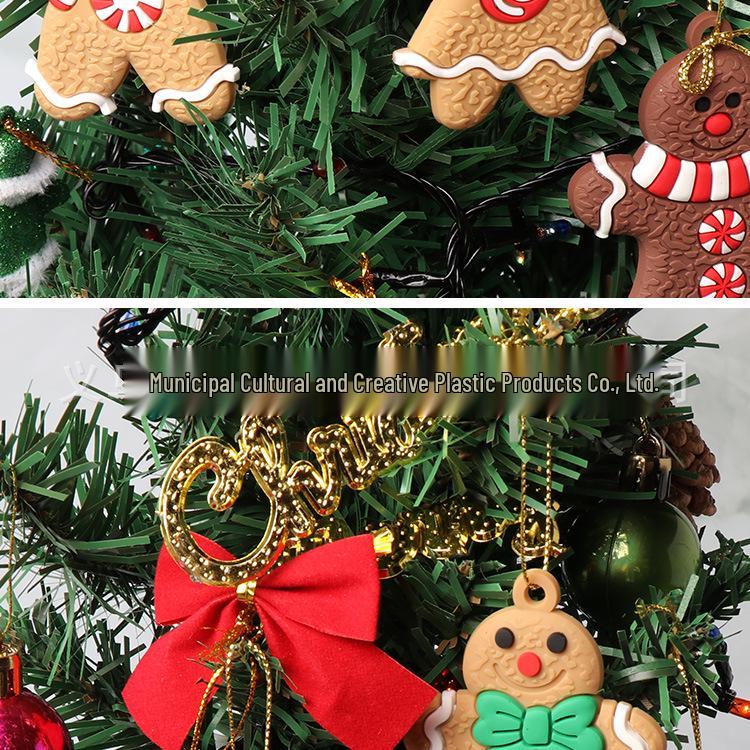 Christmas Gingerbread Man PVC Ornament: Soft Rubber Snowman Cookie, House & Tree Decoration