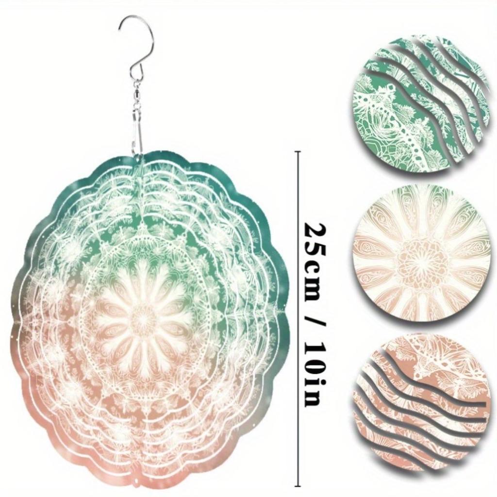 360 Degree Rotating Metal Wind Chime 25.4 Inch Garden Decor for All Seasons No Electricity Needed Outdoor Hanging Ornament