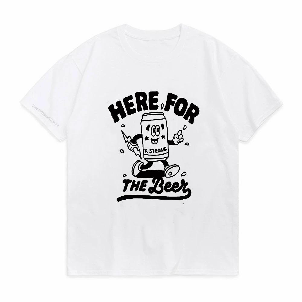 Funny Here for The Beer Printed Tshirts Graphic Tshirts Highquality Mens and Womens Shortsleeved Tshirts Mens