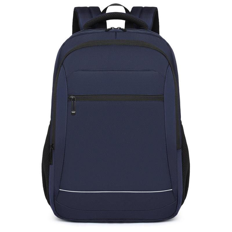 Men's Simple Solid Color Commuter Backpack Computer Bag with Reflective Strip Leisure Business Travel Backpack