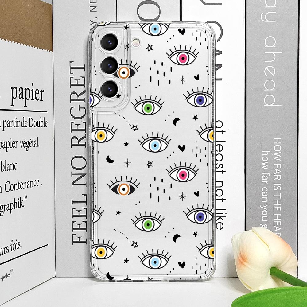 Lucky Eye Blue Evil Eye Print Phone Case for Samsung Galaxy A14 A16 A55 A54 A36 A53 A13 A15 A25 A52 5G Clear Soft Covers Fundas
